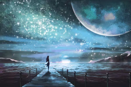 Canvastavla - The Sea and the Pier in a Fantasy
