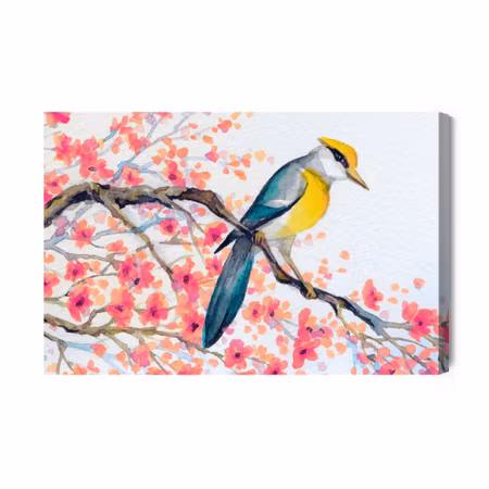 Canvastavla - Bird and Flowers on the Tree
