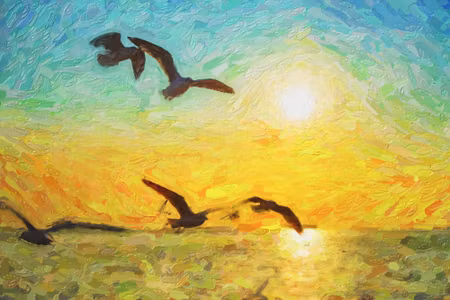 Canvastavla - Birds on the Sea