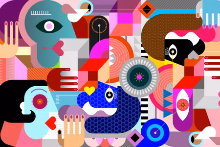 Canvastavla - Abstract Colorful Faces