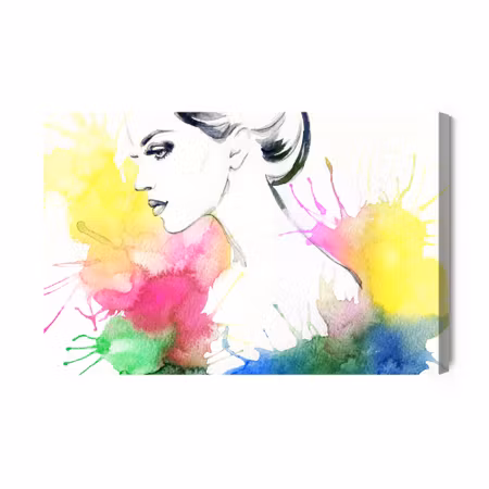 Canvastavla - Portrait of a Woman on a Colored