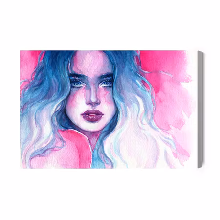 Canvastavla - Portrait of a Woman in Blue-pink