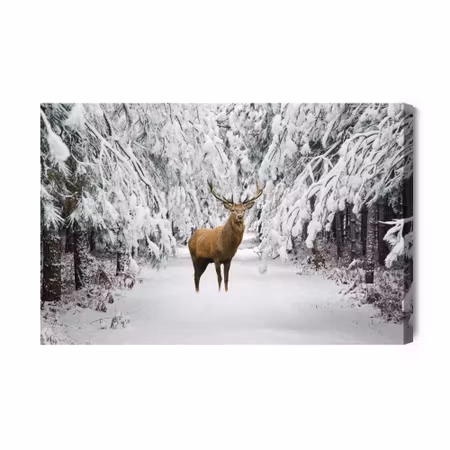 Canvastavla - Deer in the Winter Forest
