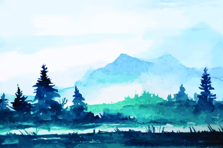 Canvastavla - Watercolor Mountain Landscape