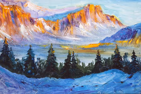 Canvastavla - Painted Mountain Landscape