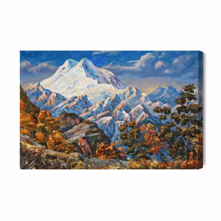 Canvastavla - Painted Autumn Mountain Landscape
