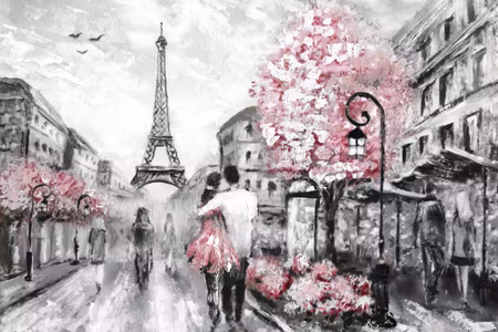 Canvastavla - In Love in the Streets of Paris