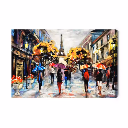 Canvastavla - People with Colorful Umbrellas in
