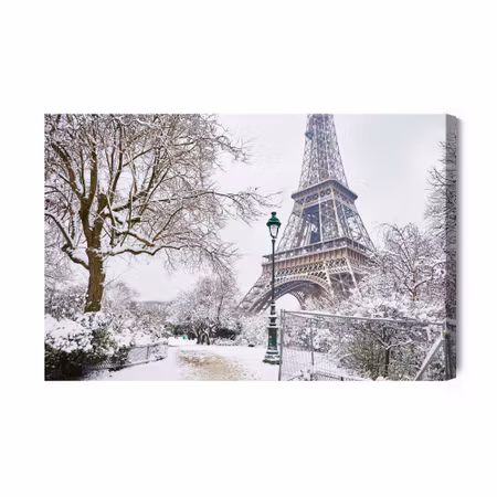 Canvastavla - View of the Eiffel Tower in Winter