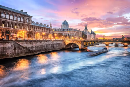 Canvastavla - Paris Bridge At Evening Time