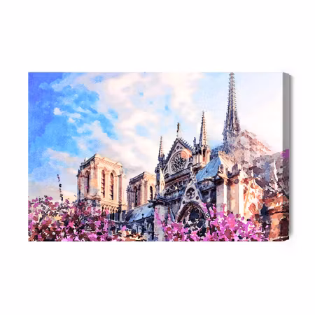 Canvastavla - Notre Dame Cathedral Among Flowers