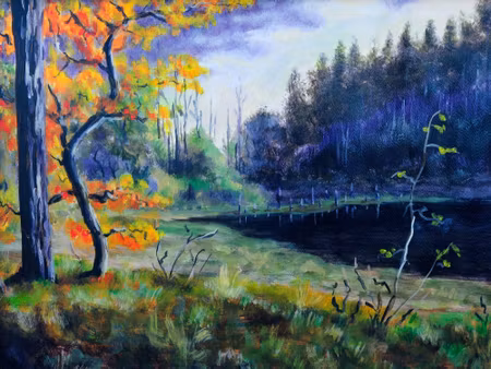 Canvastavla - Autumn Forest in the Evening Time