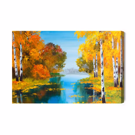 Canvastavla - Birch Forest Near the River