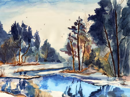 Canvastavla - A Winter Landscape As If Painted