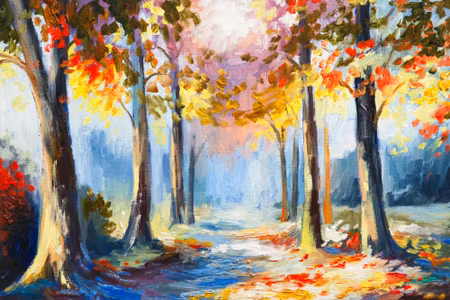 Canvastavla - Colorful Forest Landscape