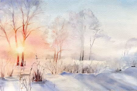 Canvastavla - Sunrise in the Winter Forest