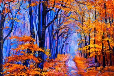 Canvastavla - Blue-orange Forest