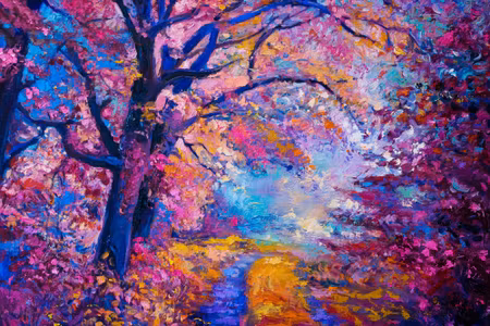 Canvastavla - A Path in a Colorful Forest