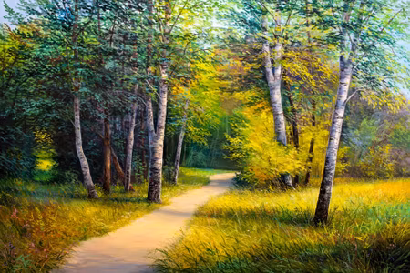 Canvastavla - Path in a Birch Forest