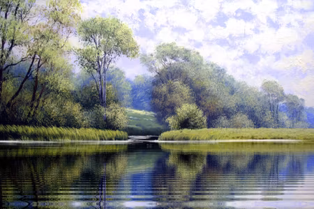 Canvastavla - River on the Background of the