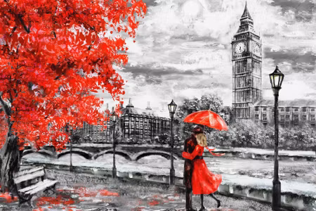 Canvastavla - Lovers Admiring the London Skyline