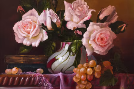 Canvastavla - Bouquet of Roses in a Vase