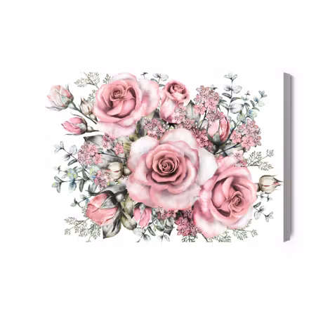 Canvastavla - Flowers and Rose Buds Painted in