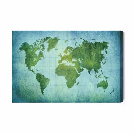 Canvastavla - Green-blue World Map
