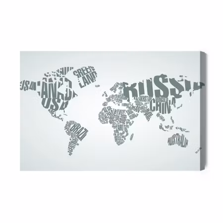 Canvastavla - World Map with Inscriptions