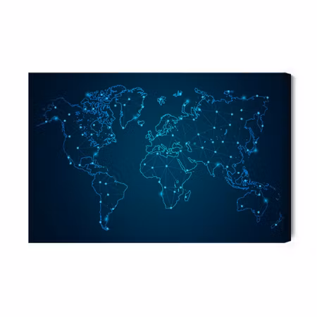 Canvastavla - Modernist Blue World Map