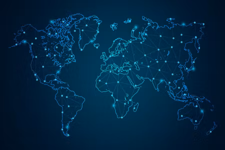 Canvastavla - Modernist Blue World Map