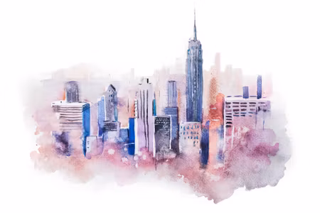 Canvastavla - New York Downtown Painted with