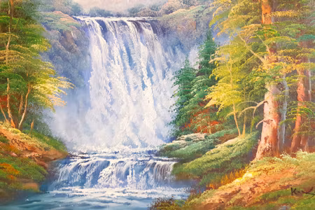 Canvastavla - A Waterfall in the Mountains As