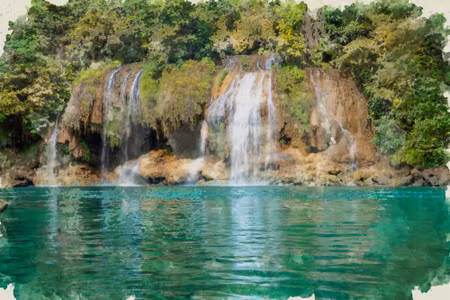 Canvastavla - A View of the Waterfall Painted