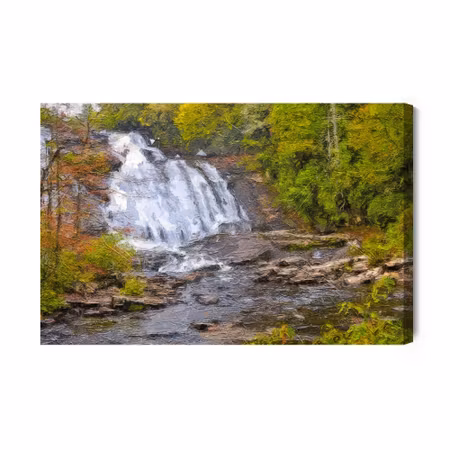 Canvastavla - A Waterfall in the Forest As Painted