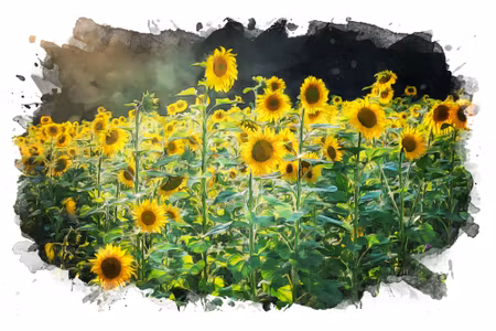 Canvastavla - A Field of Sunflowers in an