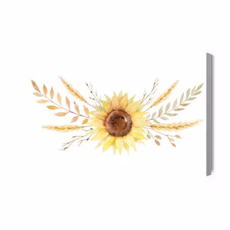 Canvastavla - Sunflower with Leaves and Twigs
