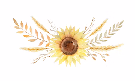 Canvastavla - Sunflower with Leaves and Twigs
