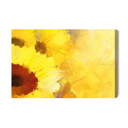 Canvastavla - Painted Sunflowers on a Yellow