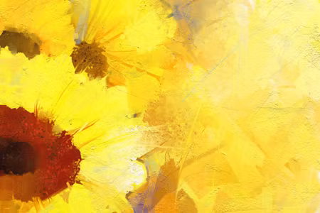 Canvastavla - Painted Sunflowers on a Yellow