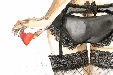Canvastavla - Woman in Underwear Painted with