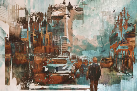 Canvastavla - Colored Abstract City
