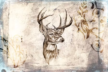 Canvastavla - Deer in Vintage Style