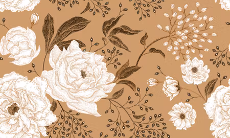Canvastavla - Peonies and Leaves