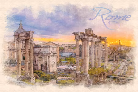 Canvastavla - Rome As Painted