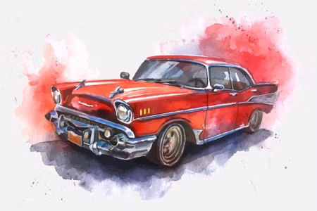 Canvastavla - Old Car in Watercolours