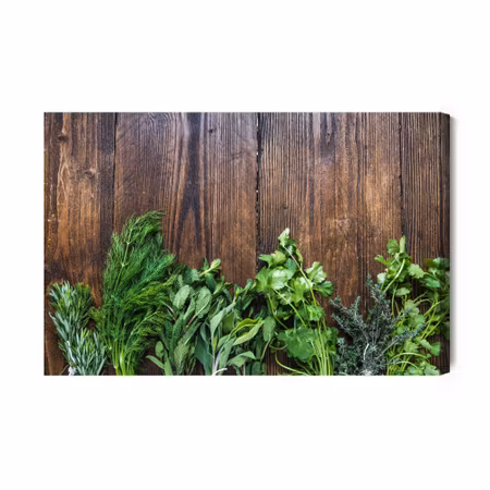 Canvastavla - Fresh Herbs on Wood