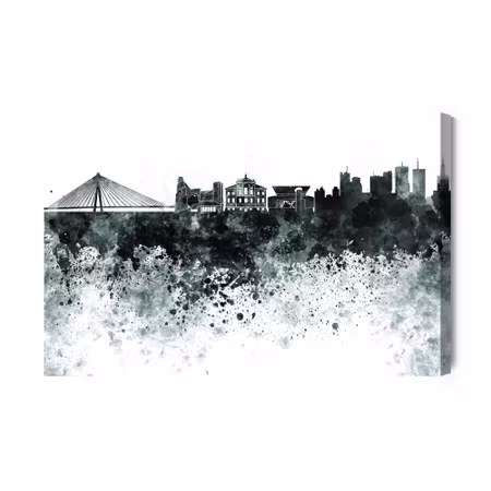 Canvastavla - Black White Panorama of Warsaw