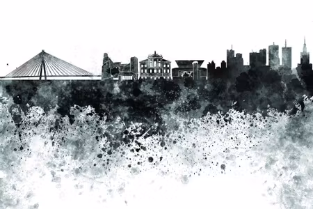Canvastavla - Black White Panorama of Warsaw