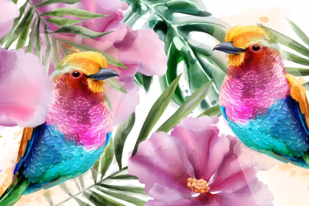 Canvastavla - Of Tropical Birds